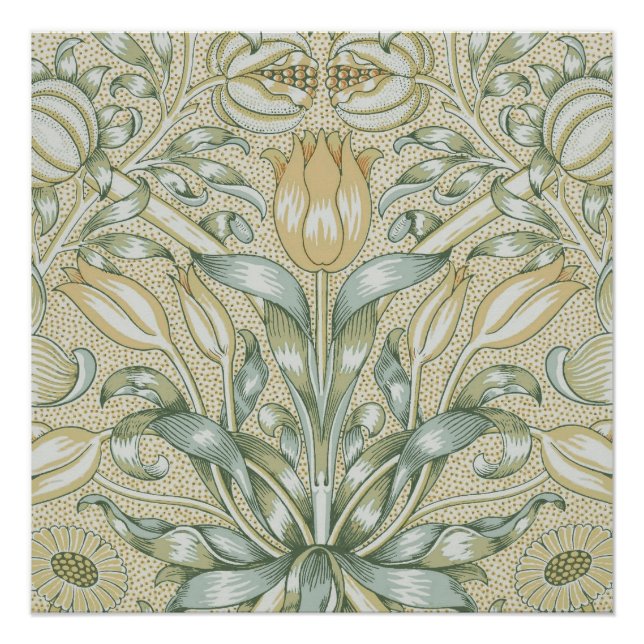 Póster Padrão de Romã Antiga Lírio de William Morris (Frente)
