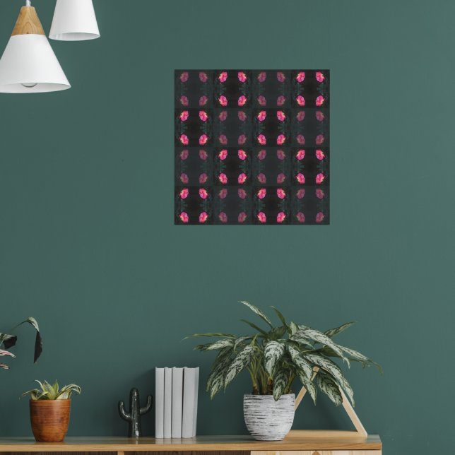 Poster Padrão de Rosas Cor-de-Rosa (Sala de Estar 1)