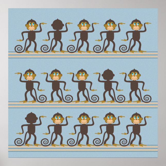 Póster Padrão de safari dançarino bonito, quarto de menin (Frente)