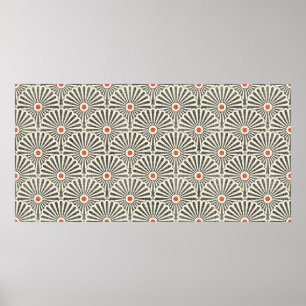 Poster Padrão de safra japonesa sem costura no suporte de