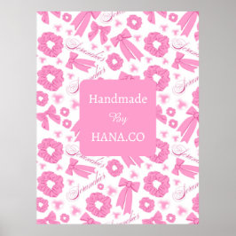 Poster Padrão de Scrunchies Rosa Feminino Acessório de Ca