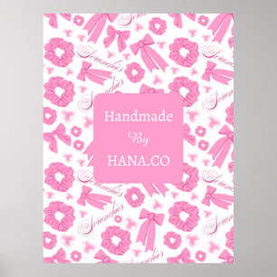 Poster Padrão de Scrunchies Rosa Feminino Acessório de Ca