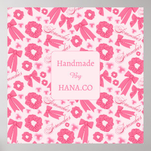 Poster Padrão de Scrunchies Rosa Feminino Acessório de Ca