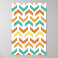 Padrão de setas retrô Chevron laranja dourado turq
