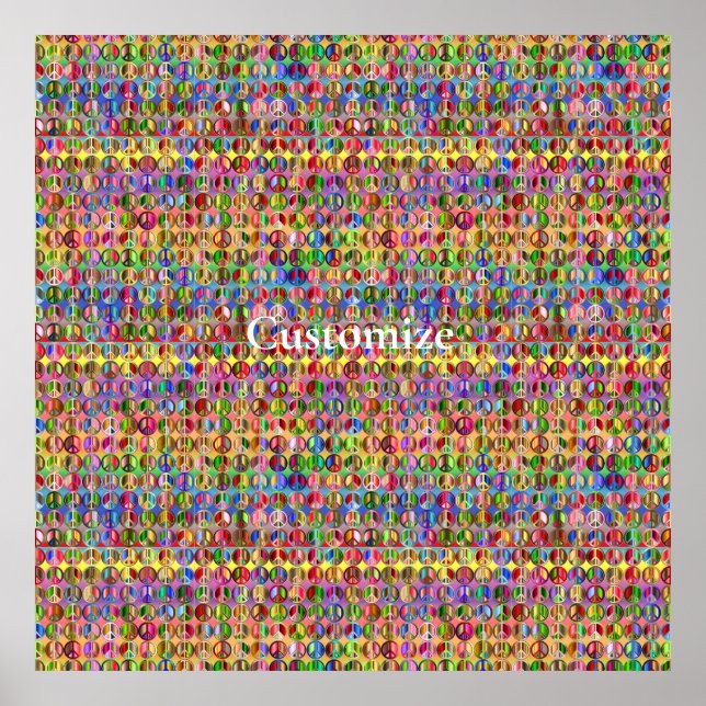 Poster Padrão de símbolos de paz multicoloridos Thunder_C (Frente)