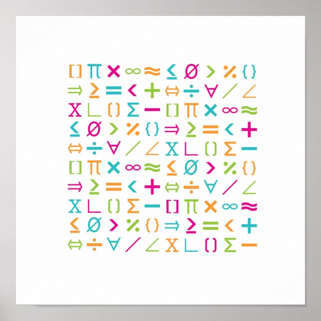 Poster Padrão de Sinais e Símbolos Matemáticos Modernos (Frente)