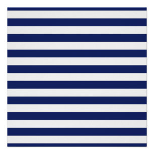 Póster Padrão de Stripe marinho Azul e Branco