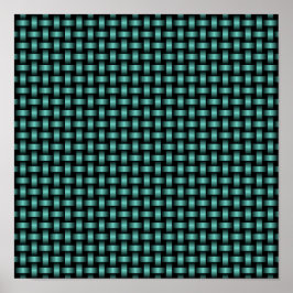 Poster Padrão de Tear Preto Verde-Azul
