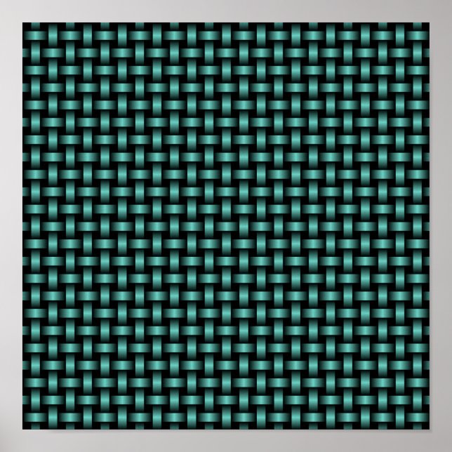 Poster Padrão de Tear Preto Verde-Azul (Frente)