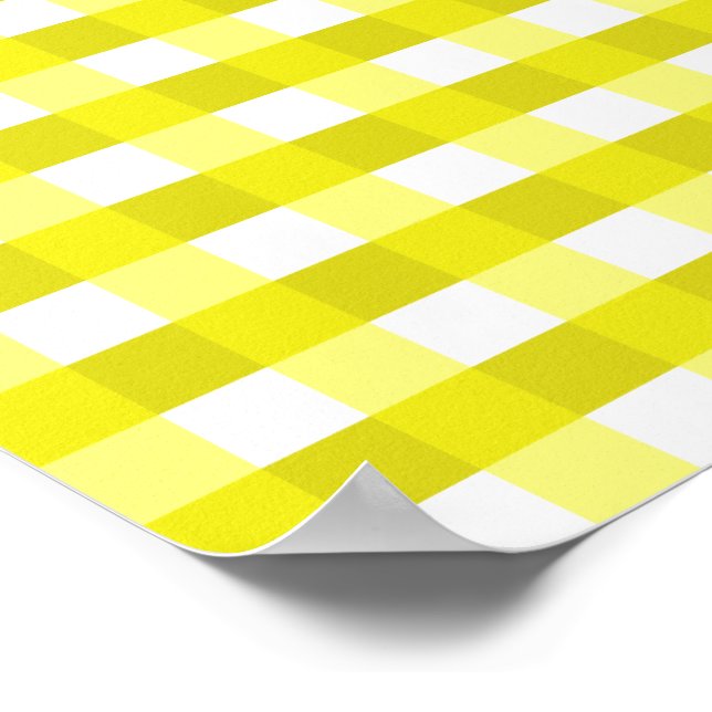 Poster Padrão de Tecido Verificado bonito amarelo Gingham (Borda)