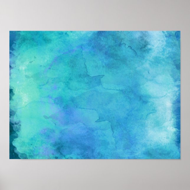 Póster Padrão de Textura de Cor de Água do Teal Azul Aqua (Frente)