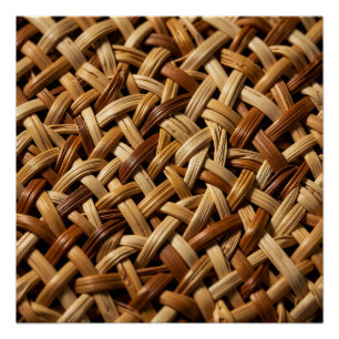 Póster Padrão de Textura de Trama de Vime de Rattan Natur