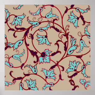 Poster Padrão de textura floral vítrea. Padrão sem costur