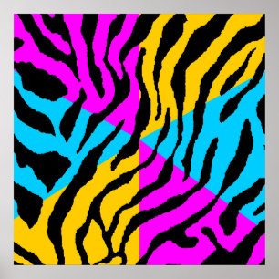 Póster Padrão de tigre retrô dos anos 80 Corey Tiger