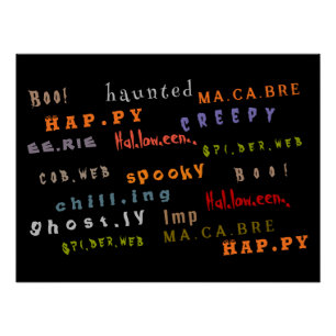 Póster Padrão de Tipografia Divertida e Colorida, Hallowe