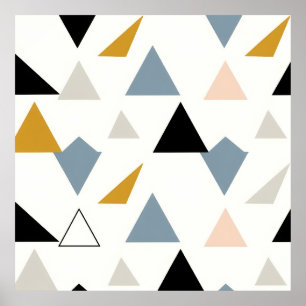 Poster Padrão de Triângulos Geométricos Modernos