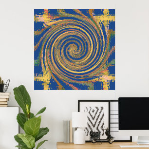 Poster Padrão de Twirl de Ondas Coloridas