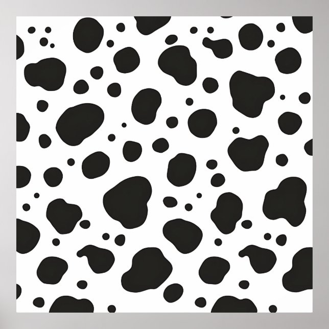 Poster Padrão de Vaca Preto e Branco (Frente)