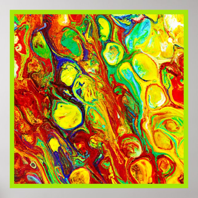 Poster Padrão de vibração colorida (Frente)