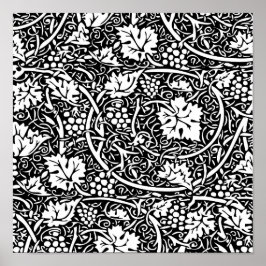 Póster Padrão de videira preta e branca de William Morris