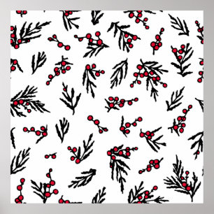 Poster Padrão de vinheta sem costura com o inverno desenh