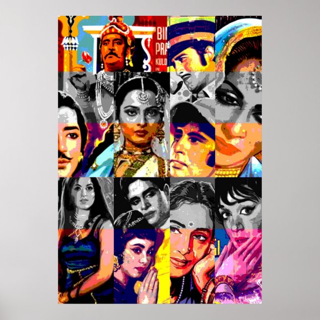Poster Padrão de Vintage Bollywood 3 (Frente)