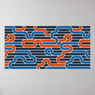 Poster Padrão de vintagem sem costura articulada com lin