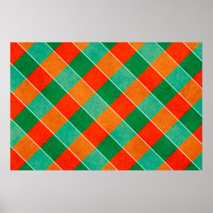 Poster Padrão de xadrez de tartã vermelha e verde