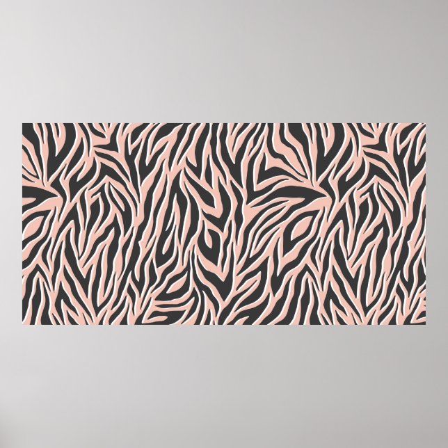 Poster Padrão de zebra preto sem costura. Na moda (Frente)