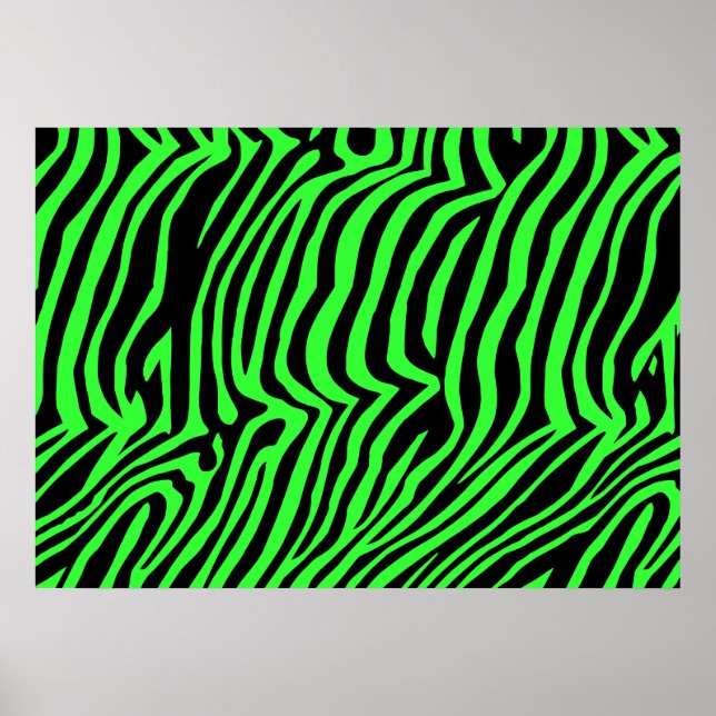 Poster Padrão de zebra verde néon (Frente)