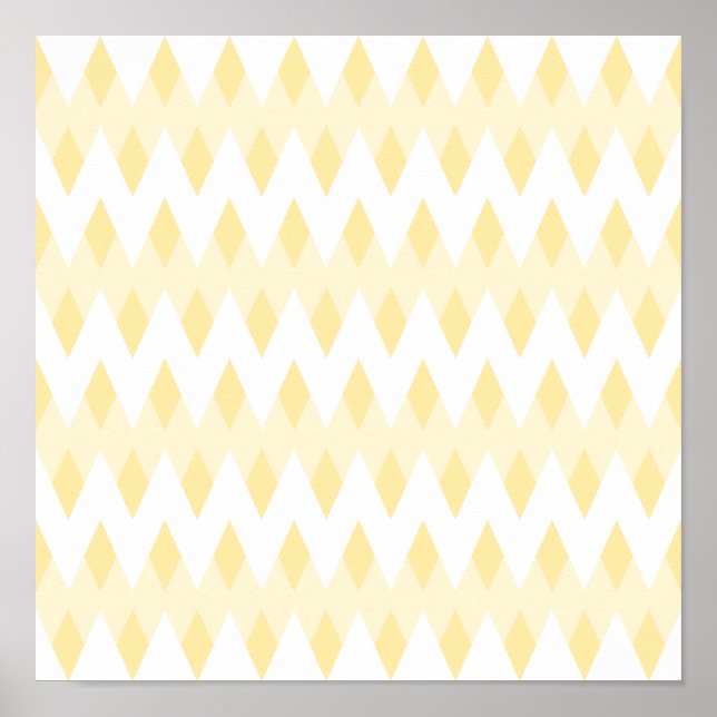 Póster Padrão de Zigzag Amarelo cremoso com Formas de Dia (Frente)