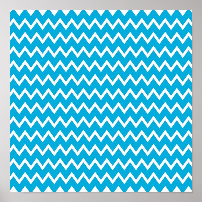 Poster Padrão de Zigzag azul e branco (Frente)