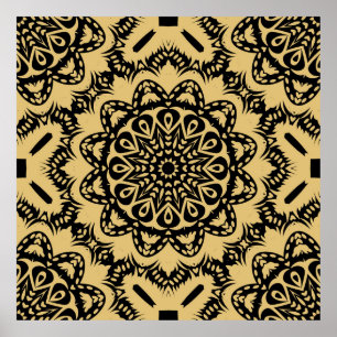 Poster Padrão decorativo no estilo oriental. Cor no boo