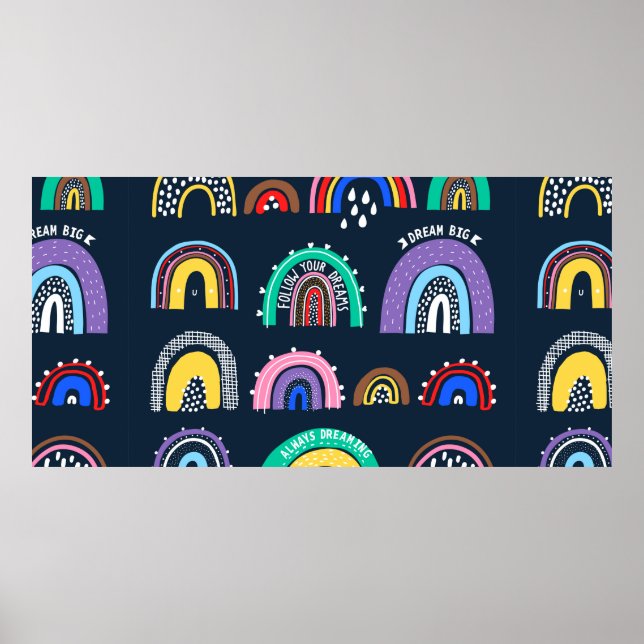 Poster Padrão decorativo sem costura com flor de morango (Frente)