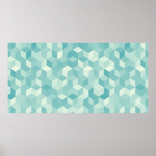Poster Padrão descontínuo azul-claro hexagonal