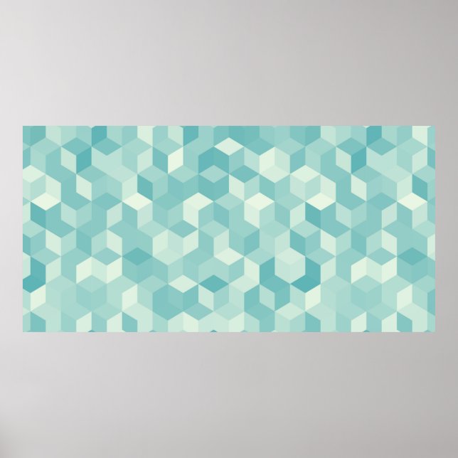 Poster Padrão descontínuo azul-claro hexagonal (Frente)