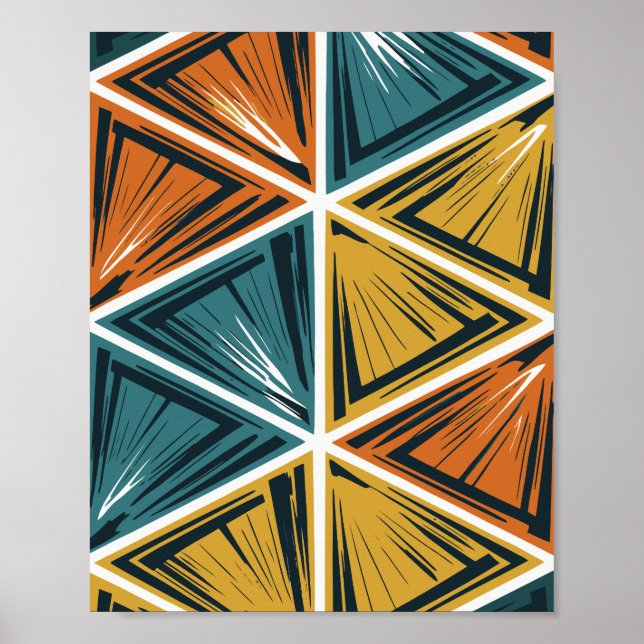 Poster Padrão Dinâmico de Triângulos Geométricos (Frente)