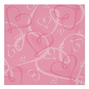 Póster Padrão do coração rosa
