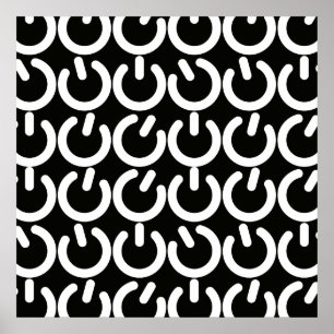 Poster Padrão do símbolo de energia preto e branco
