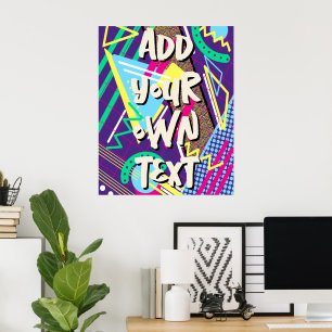 Poster Padrão dos anos 90, 90 anos Violeta Verde Retrogeo