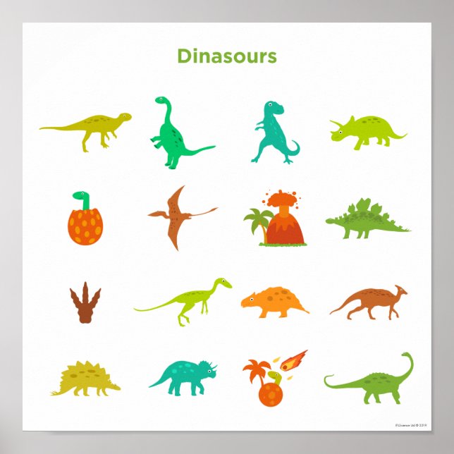 Poster Padrão dos dinossauros (Frente)