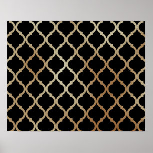 Poster Padrão Dourado marroquino Elegante Simples 