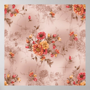Poster padrão e flor sem costura com arte de fundo, flo
