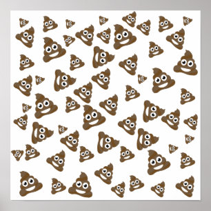 Póster Padrão Engraçado de Poop Emoji