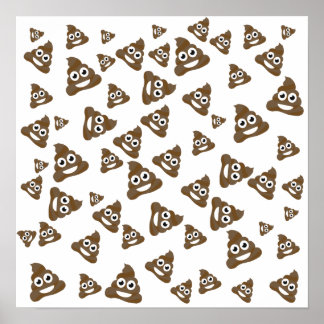 Póster Padrão Engraçado de Poop Emoji