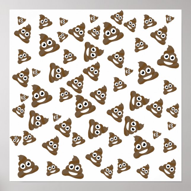 Póster Padrão Engraçado de Poop Emoji (Frente)