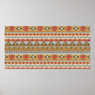 Poster Padrão étnico constante em cores brilhantes