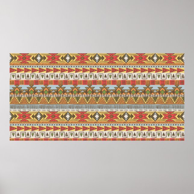 Poster Padrão étnico constante em cores brilhantes (Frente)
