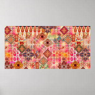 Poster Padrão étnico contínuo e bonito em digi abstrato