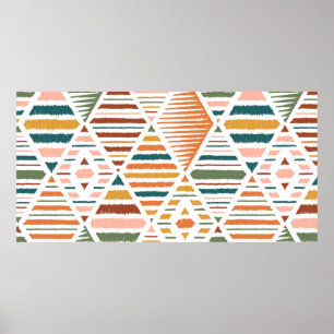 Poster Padrão Etônico Tribal Argyle Sem Olhos. Tradicio